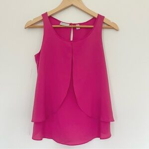Bisou Bisou 100% Silk Elegant Pink Sleeveless Top w Layers Sz XS Casual